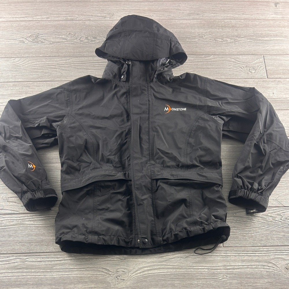 Moonstone Gore-Tex Mountain Parka Jacket Black Hooded Waterproof Mens Small